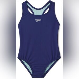 NEW Speedo Navy Girl's Swimsuit One Piece Closed Racerback